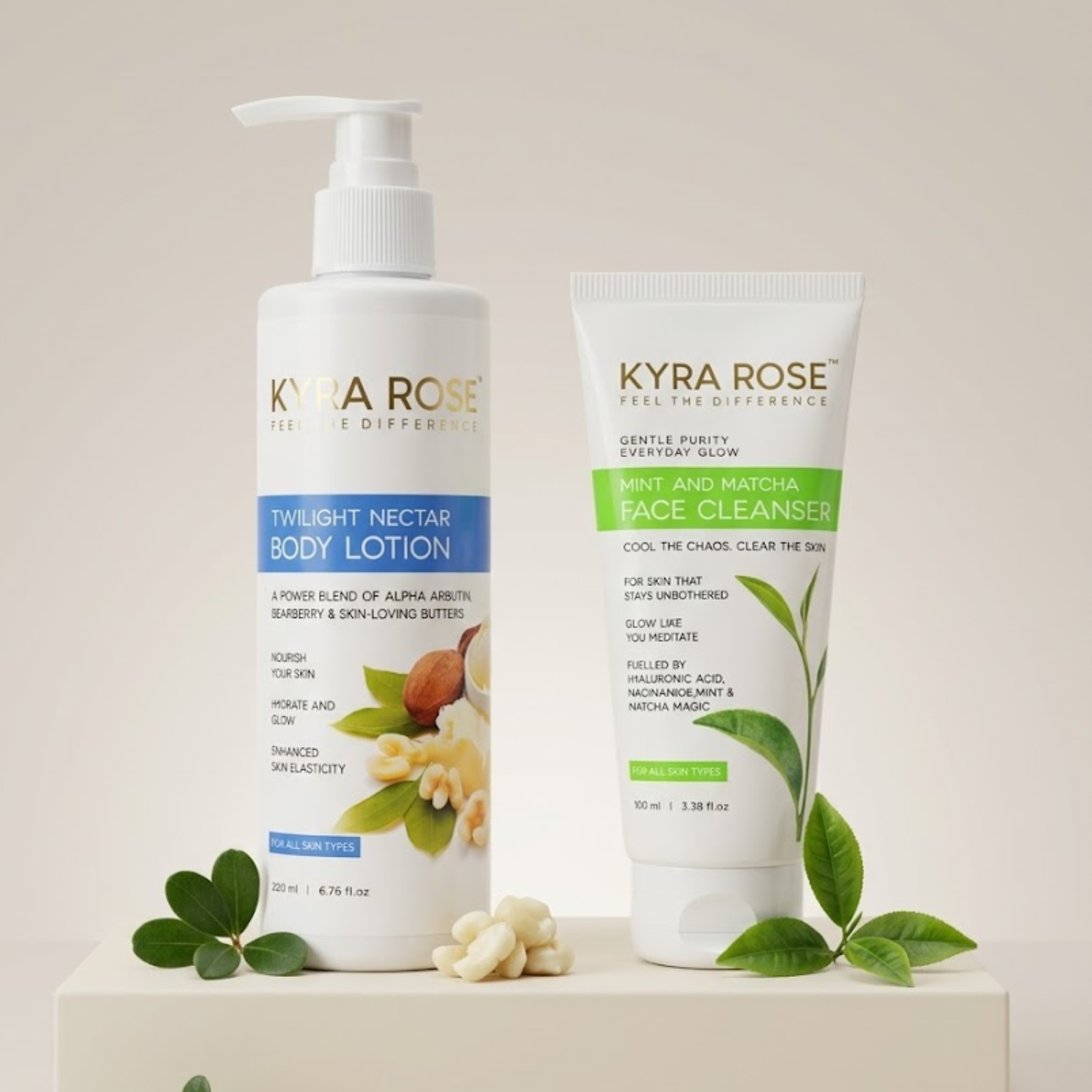 Twilight Nectar Body Lotion + Mint and Matcha Face Cleanser - Face and Body care Combo